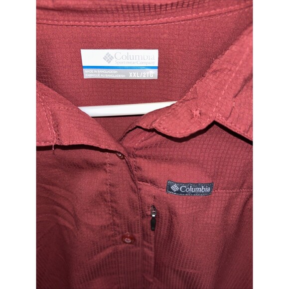 Columbia Shirt Mens XXL Button Up Navy Blue & Maroon Omni Shade Vented Lot Of 2 - Picture 9 of 12
